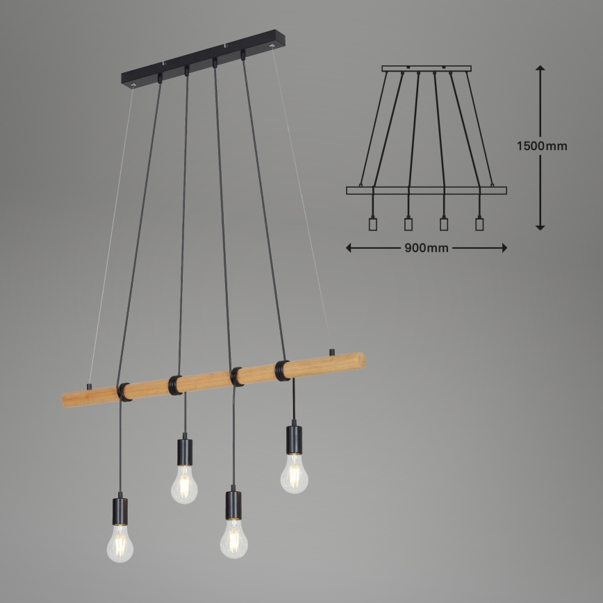 Briloner 4015045 - Κρεμαστό φωτιστικό οροφής 4xE27/25W/230V Καουτσουκόδεντρο