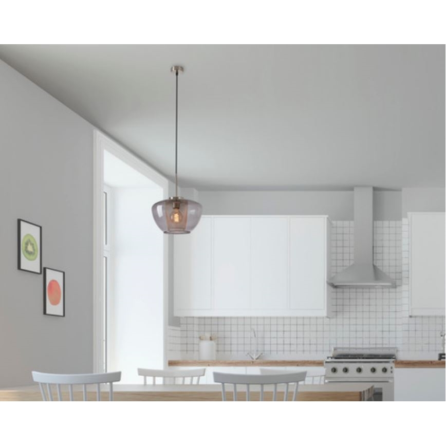 Briloner 4016-014 - Κρεμαστό φωτιστικό με καλώδιο SEVENTIES 1xE27/40W/230V καπνιστό γκρι