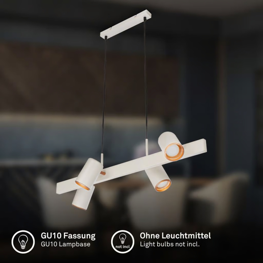 Briloner 4058044 - Κρεμαστό φωτιστικό με καλώδιο ERA 4xGU10/10W/230V, εκρού