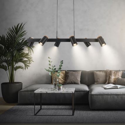 Briloner 4059065 - Κρεμαστό φωτιστικό με καλώδιο ERA 6xGU10/10W/230V μαύρο