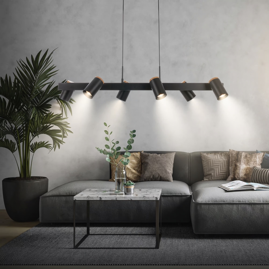 Briloner 4059065 - Κρεμαστό φωτιστικό με καλώδιο ERA 6xGU10/10W/230V μαύρο