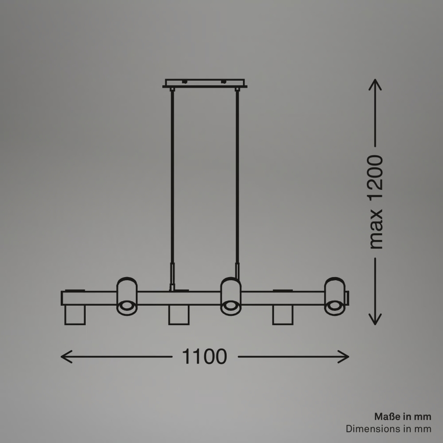 Briloner 4059065 - Κρεμαστό φωτιστικό με καλώδιο ERA 6xGU10/10W/230V μαύρο