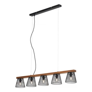 Briloner 4077-055 - Κρεμαστό πολυφωτιστικό WOOD & STYLE σε καλώδιο, 5xE14/25W/230V, από ξύλο καουτσούκ