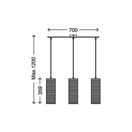 Briloner 4313-038 - Πολύφωτο σε σχοινί 3xE27/60W/230V