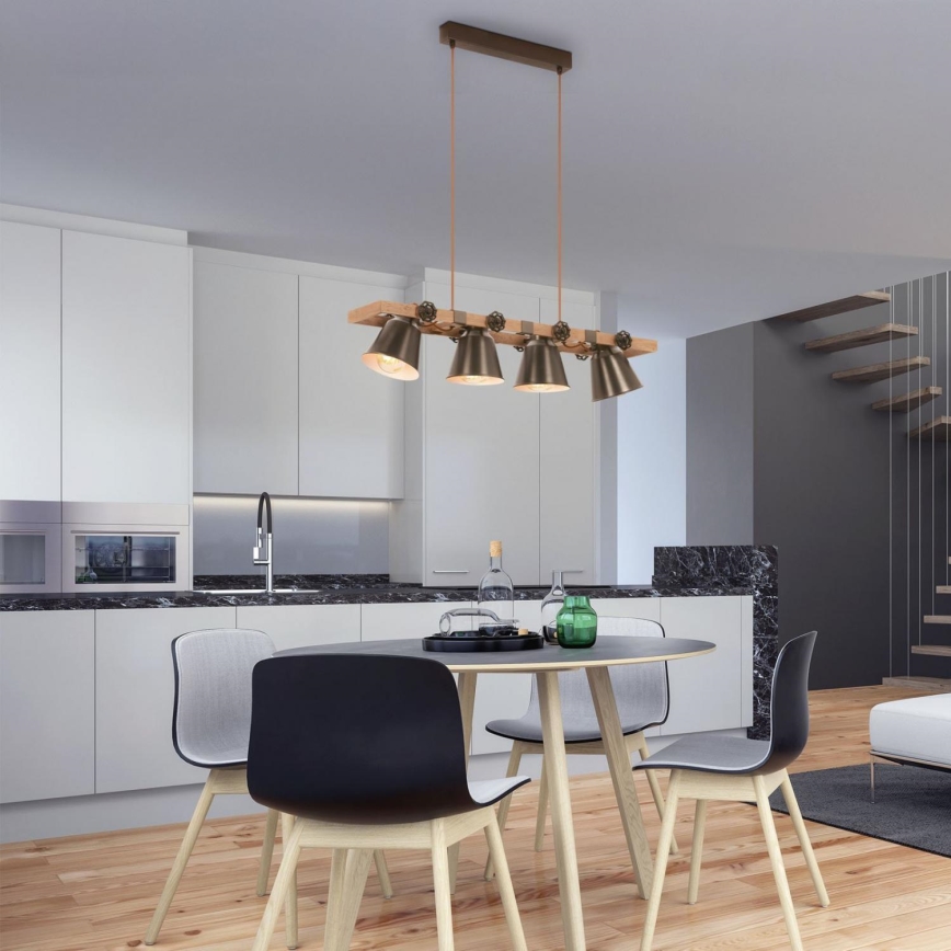 Briloner 4406-044 - Κρεμαστό φωτιστικό οροφής  TALE 4xE27/40W/230V καφέ