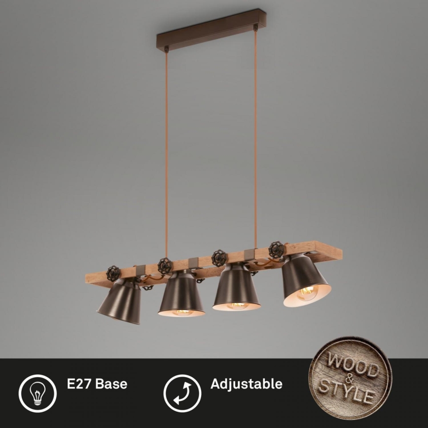 Briloner 4406-044 - Κρεμαστό φωτιστικό οροφής  TALE 4xE27/40W/230V καφέ