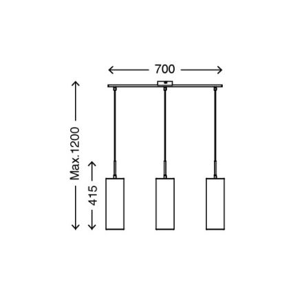 Briloner 4712-034 - Πολύφωτο σε σχοινί 3xE27/25W/230V