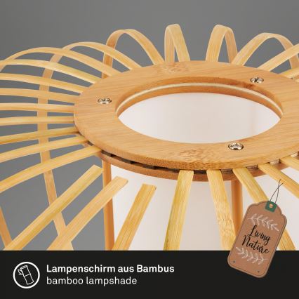 Briloner 4759031 - Κρεμαστό φωτιστικό με καλώδιο 3xE27/10W/230V μαύρο/μπαμπού