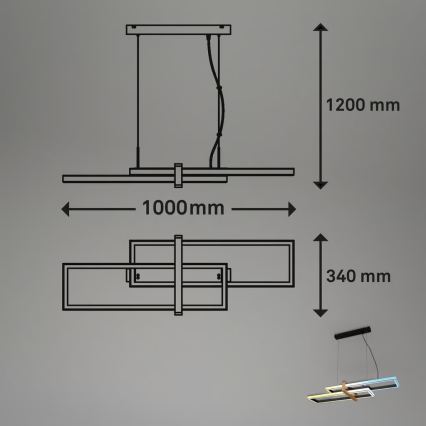 Briloner 4768015 - LED ρυθμιζόμενο κρεμαστό φωτιστικό με καλώδιο LED/44W/230V 2700-6500K + τηλεχειριστήριο