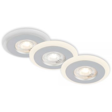 Briloner 7039034 - Σετ 3xLED εντοιχιστικό φωτιστικό μπάνιου LED/5W/230V IP44 ματ χρώμιο