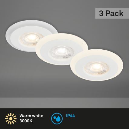 Briloner 7039036 - Σετ 3x LED χωνευτά φωτιστικά μπάνιου, LED/5W/230V, IP44, λευκό