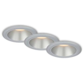 Briloner 7041-034 - ΣΕΤ 3x Χωνευτό Φωτιστικό μπάνιου LED LED/4,9W/230V IP44 ασημί
