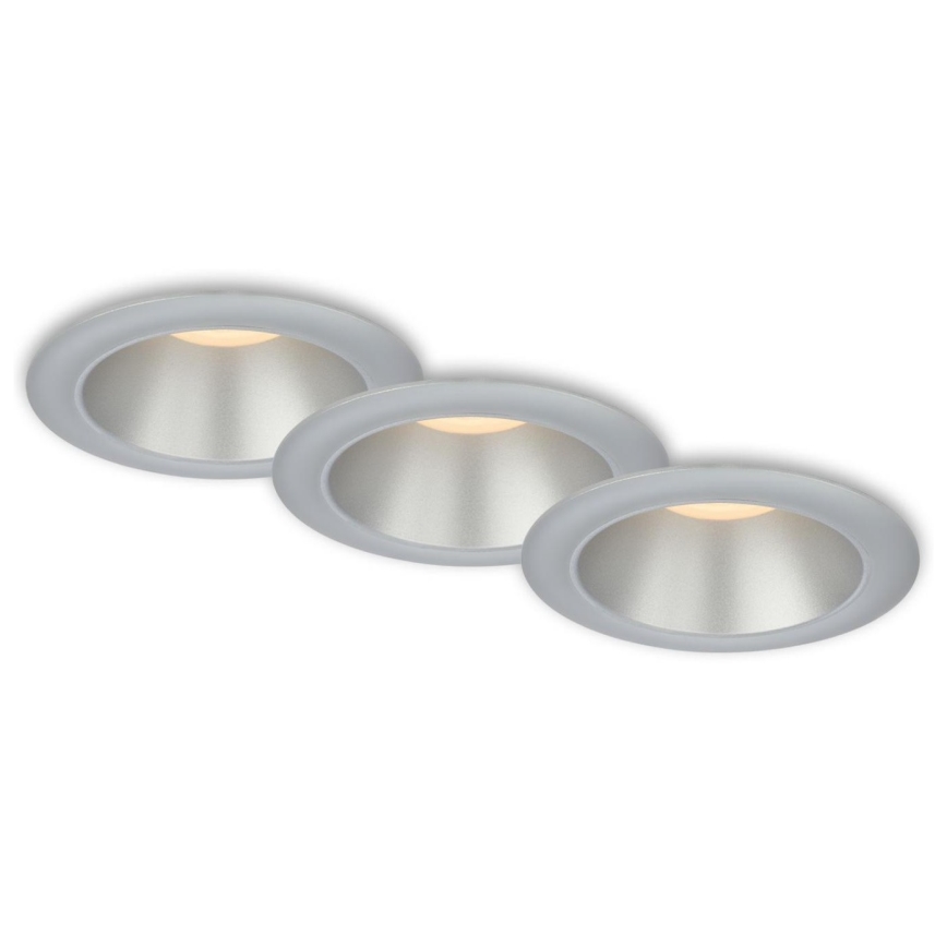 Briloner 7041-034 - ΣΕΤ 3x Χωνευτό Φωτιστικό μπάνιου LED LED/4,9W/230V IP44 ασημί