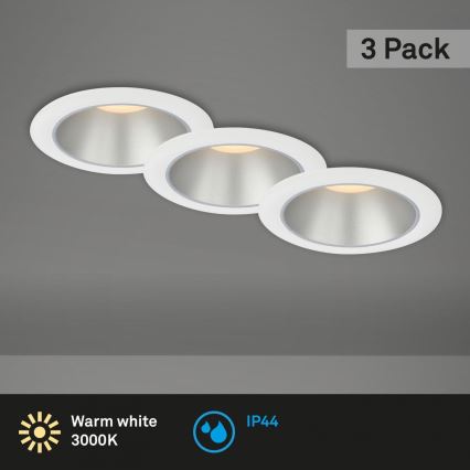 Briloner 7041-036 - ΣΕΤ 3x Χωνευτό Φωτιστικό μπάνιου LED LED/4,9W/230V IP44 λευκό