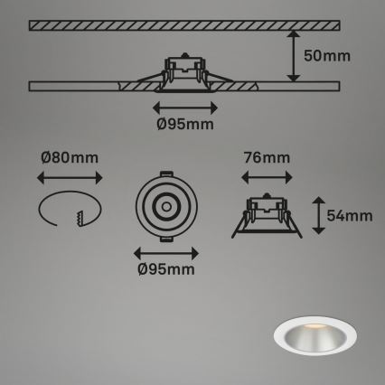 Briloner 7041-036 - ΣΕΤ 3x Χωνευτό Φωτιστικό μπάνιου LED LED/4,9W/230V IP44 λευκό