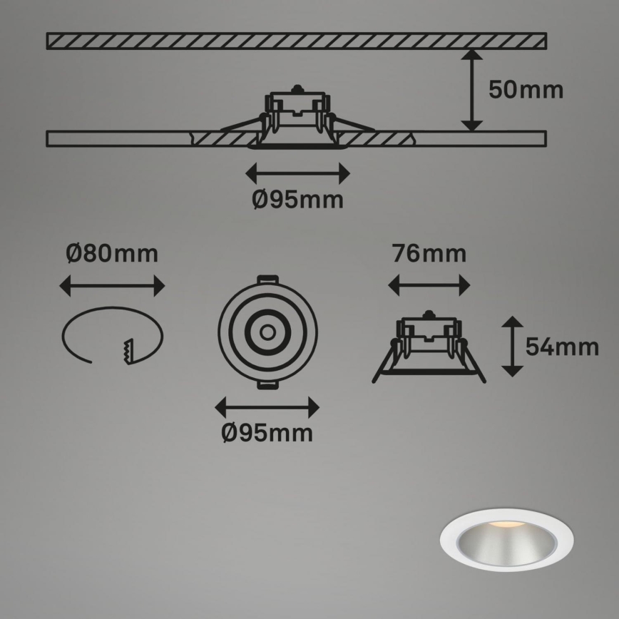 Briloner 7041-036 - ΣΕΤ 3x Χωνευτό Φωτιστικό μπάνιου LED LED/4,9W/230V IP44 λευκό