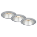 Briloner 7042-034 - ΣΕΤ 3x Χωνευτό φωτιστικό μπάνιου 1xGU10/9W/230V IP23 ασημί