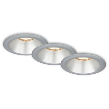 Briloner 7042-034 - ΣΕΤ 3x Χωνευτό φωτιστικό μπάνιου 1xGU10/9W/230V IP23 ασημί