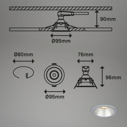 Briloner 7042-034 - ΣΕΤ 3x Χωνευτό φωτιστικό μπάνιου 1xGU10/9W/230V IP23 ασημί