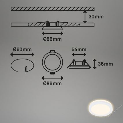 Briloner 7055-036 - ΣΕΤ 3x Χωνευτό φωτιστικό οροφής μπάνιου LED LED/3W/230V IP44
