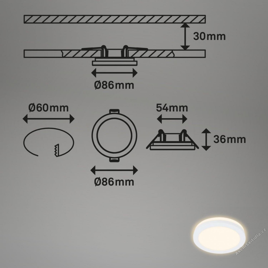 Briloner 7055-036 - ΣΕΤ 3x Χωνευτό φωτιστικό οροφής μπάνιου LED LED/3W/230V IP44