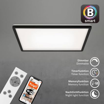 Briloner 7060-015 - Ρυθμιζόμενο επιφανειακό πάνελ SLIM LED/22W/230V 2700-6500K 42x42 cm μαύρο Wi-Fi Tuya + τηλεχειριστήριο