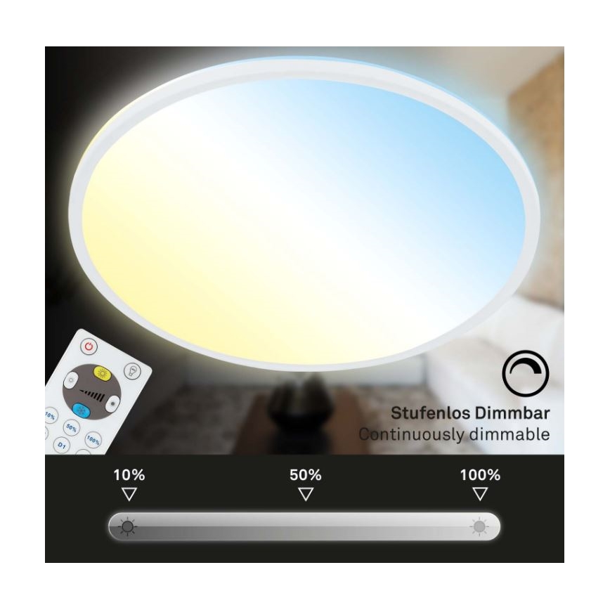 Briloner 7079-016 - LED Dimmable φωτιστικό οροφής SLIM LED/18W/230V 2700-6500K + τηλεχειριστήριο