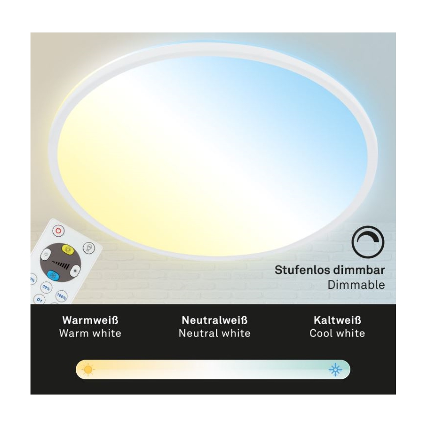 Briloner 7079-016 - LED Dimmable φωτιστικό οροφής SLIM LED/18W/230V 2700-6500K + τηλεχειριστήριο