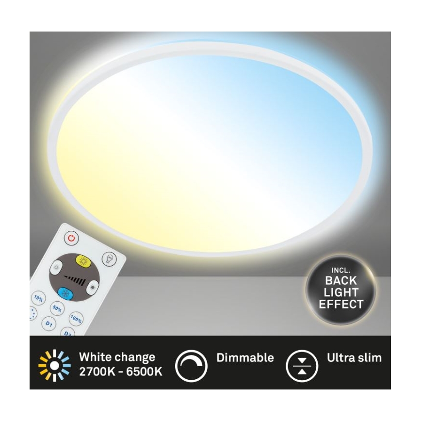 Briloner 7079-016 - LED Dimmable φωτιστικό οροφής SLIM LED/18W/230V 2700-6500K + τηλεχειριστήριο