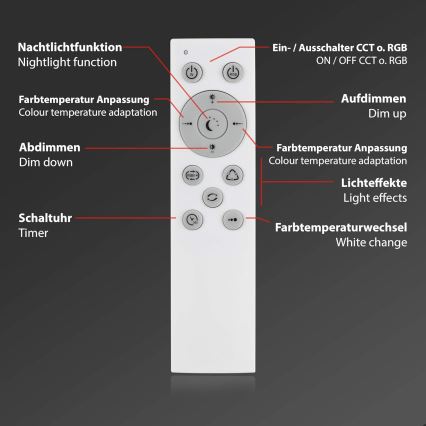 Briloner 7087-016 - LED RGBW Φωτιστικό dimming SMART LED/24W/230V 3000-6500K Wi-Fi Tuya + τηλεχειριστήριο