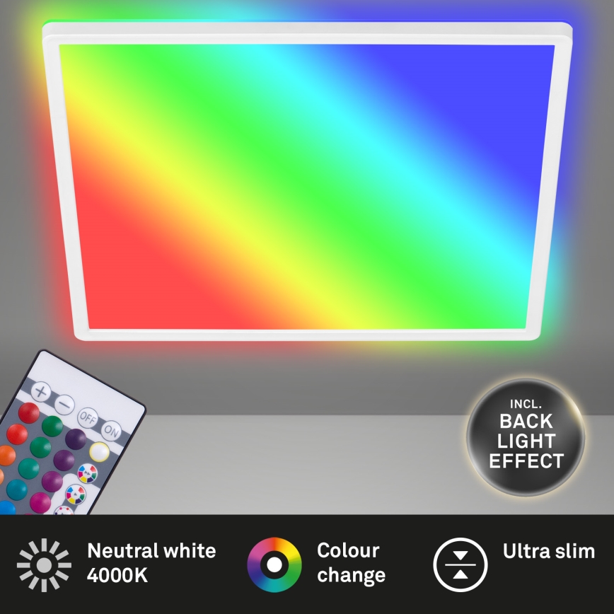 Briloner 7090-416 - Ρυθμιζόμενο οροφής φωτιστικό LED RGBW SLIM LED/15W/230V με τηλεχειριστήριο