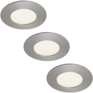 Briloner 7103432 - Σετ 3x LED χωνευτά φωτιστικά μπάνιου, ρυθμιζόμενης φωτεινότητας, 4,9W/230V, IP44, ματ χρώμιο