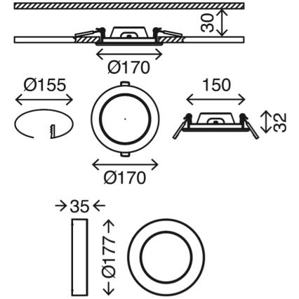 Briloner 7107-414 - Φωτιστικό οροφής LED SKY 2IN1 LED/12W/230V