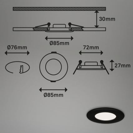 Briloner 7113-415 - Κρεμαστό φωτιστικό οροφής μπάνιου LED FLAT LED/5W/230V IP44