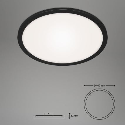 Briloner 7168-015 - LED Dimmable φωτιστικό οροφής PIATTO LED/22W/230V 3000-6500K διάμετρος 40 cm μαύρο + τηλεχειριστήριο