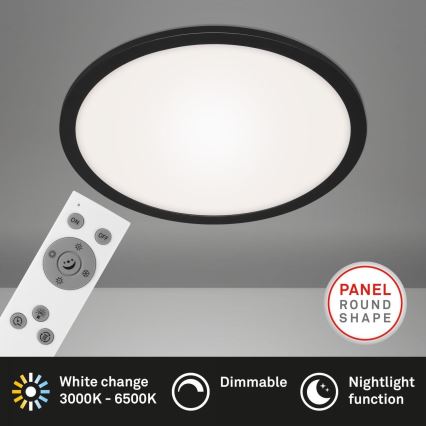 Briloner 7168-015 - LED Dimmable φωτιστικό οροφής PIATTO LED/22W/230V 3000-6500K διάμετρος 40 cm μαύρο + τηλεχειριστήριο