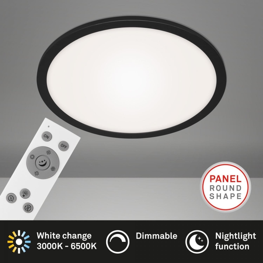 Briloner 7168-015 - LED Dimmable φωτιστικό οροφής PIATTO LED/22W/230V 3000-6500K διάμετρος 40 cm μαύρο + τηλεχειριστήριο
