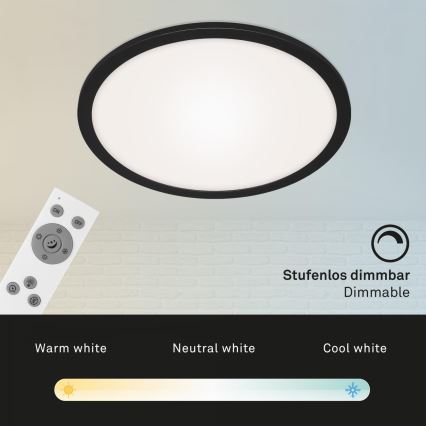 Briloner 7168-015 - LED Dimmable φωτιστικό οροφής PIATTO LED/22W/230V 3000-6500K διάμετρος 40 cm μαύρο + τηλεχειριστήριο