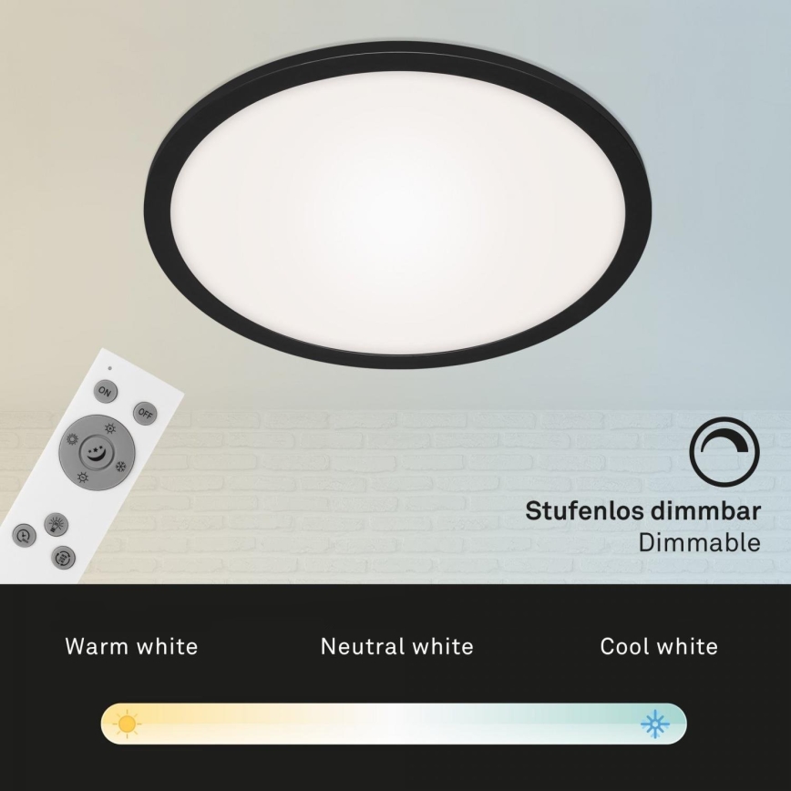 Briloner 7168-015 - LED Dimmable φωτιστικό οροφής PIATTO LED/22W/230V 3000-6500K διάμετρος 40 cm μαύρο + τηλεχειριστήριο