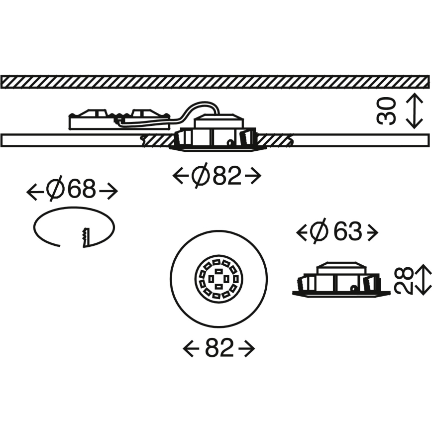 Briloner 7209-018 - Χωνευτό Φωτιστικό μπάνιου LED ATTACH LED/5W/230V IP23