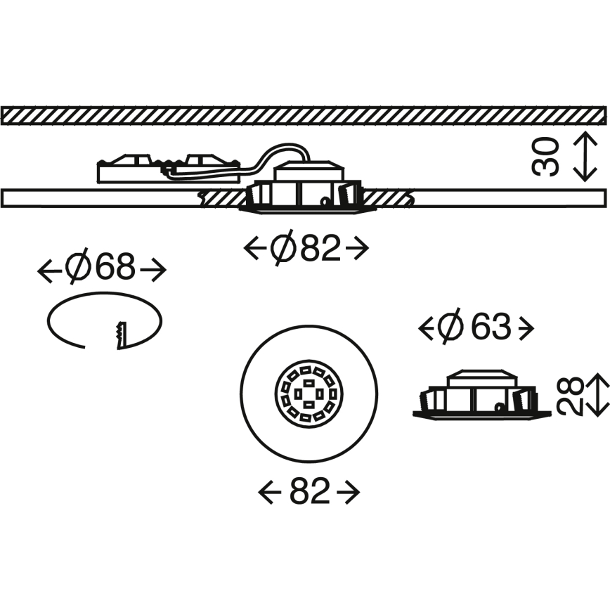 Briloner 7209-019 - Χωνευτό Φωτιστικό μπάνιου LED ATTACH LED/5W/230V IP23