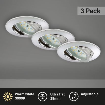 Briloner 7209-038 - ΣΕΤ 3x Χωνευτό φωτιστικό οροφής μπάνιου LED LED/5W/230V IP23