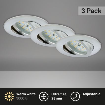Briloner 7209-039 - Σετ 3x LED χωνευτό φωτιστικό μπάνιου ATTACH LED/5W/230V IP23 ματ χρώμιο