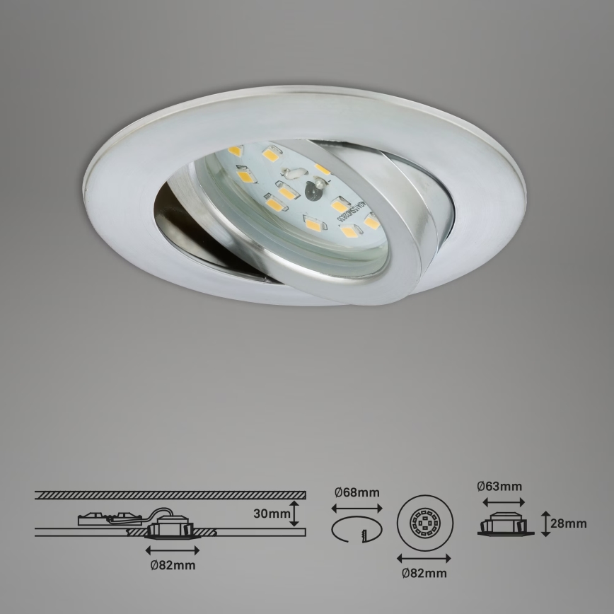 Briloner 7209-039 - Σετ 3x LED χωνευτό φωτιστικό μπάνιου ATTACH LED/5W/230V IP23 ματ χρώμιο