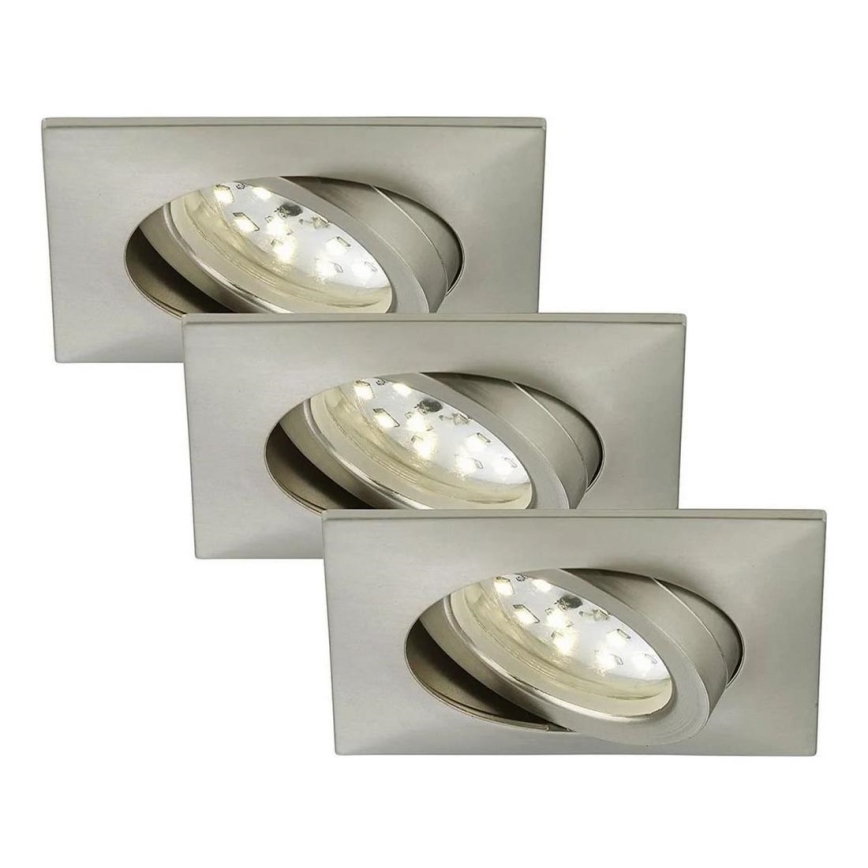 Briloner 7210-032 - ΣΕΤ 3x Χωνευτό Φωτιστικό μπάνιου LED ATTACH LED/5W/230V IP23 ματ χρώμιο