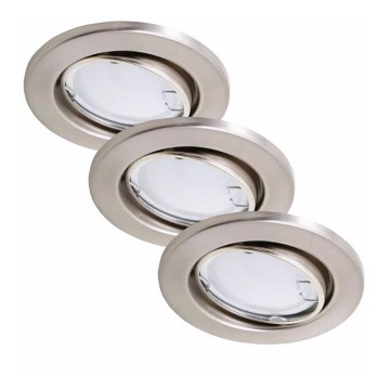 Briloner 7221-032 - ΣΕΤ 3x LED Εντοιχισμένο φωτιστικό μπάνιου 1xGU10/3W/230V IP23 ματ χρώμιο