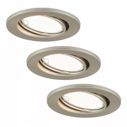 Briloner 7221-032 - ΣΕΤ 3x LED Εντοιχισμένο φωτιστικό μπάνιου 1xGU10/3W/230V IP23 ματ χρώμιο