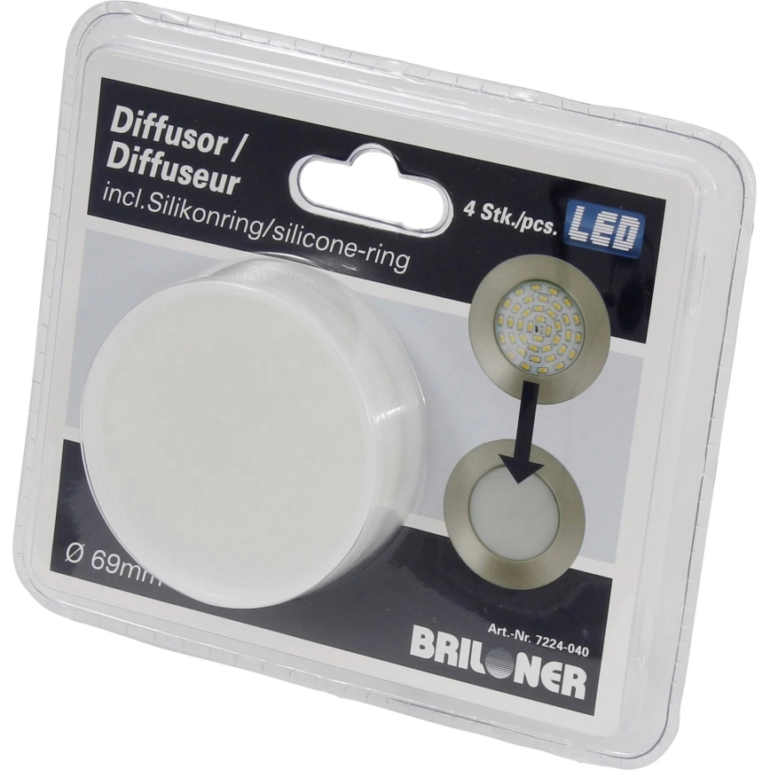 Briloner 7224-040 - ΣΕΤ 4x Διαχύτης για χωνευτά φωτιστικά δ. 69 mm