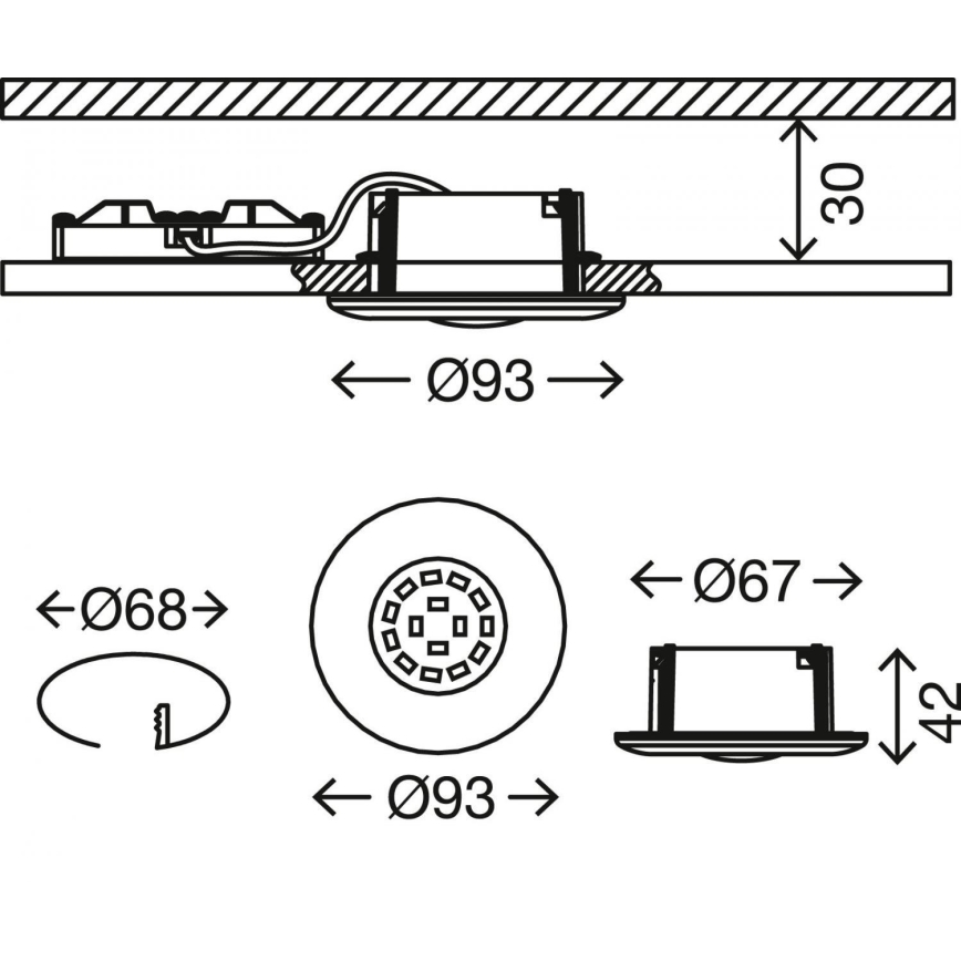 Briloner 7227-018 - Χωνευτό Φωτιστικό μπάνιου LED LED/5W/230V IP65 ματ χρώμιο