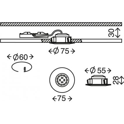 Briloner 7231-019 - LED Dimmable χωνευτό φωτιστικό μπάνιου LED/5,5W/230V IP44